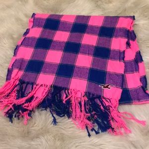 Hollister Pink and Blue Flannel Scarf.